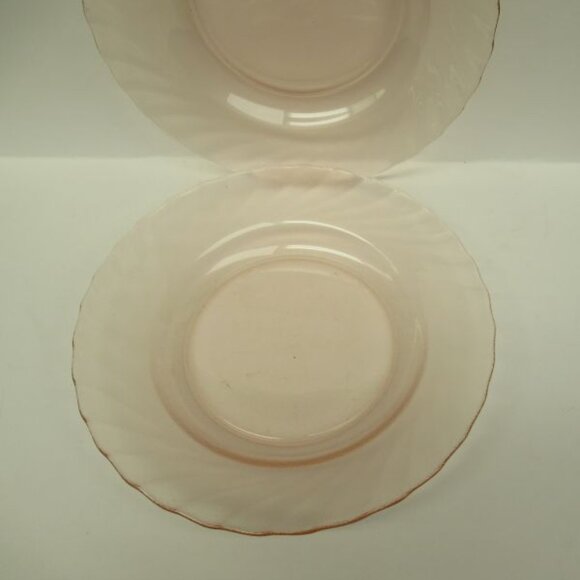 2 - Crystal D'Arques Durand Rosaline Pink SWIRL 8 7/8 Inch Coupe Soup Bowls - Picture 3 of 4